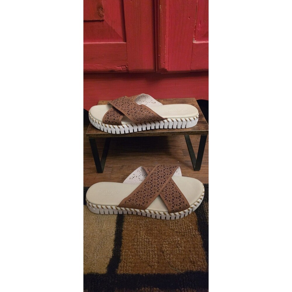 New Ilse Jacobsen 43 11.5-12 Tulip Crossband Platform Slide Sandals Brown Stitch